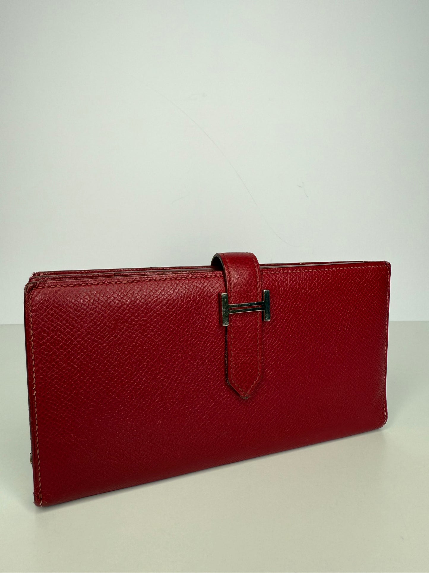 Hermès Epsom Bearn Gusset Wallet Rouge H