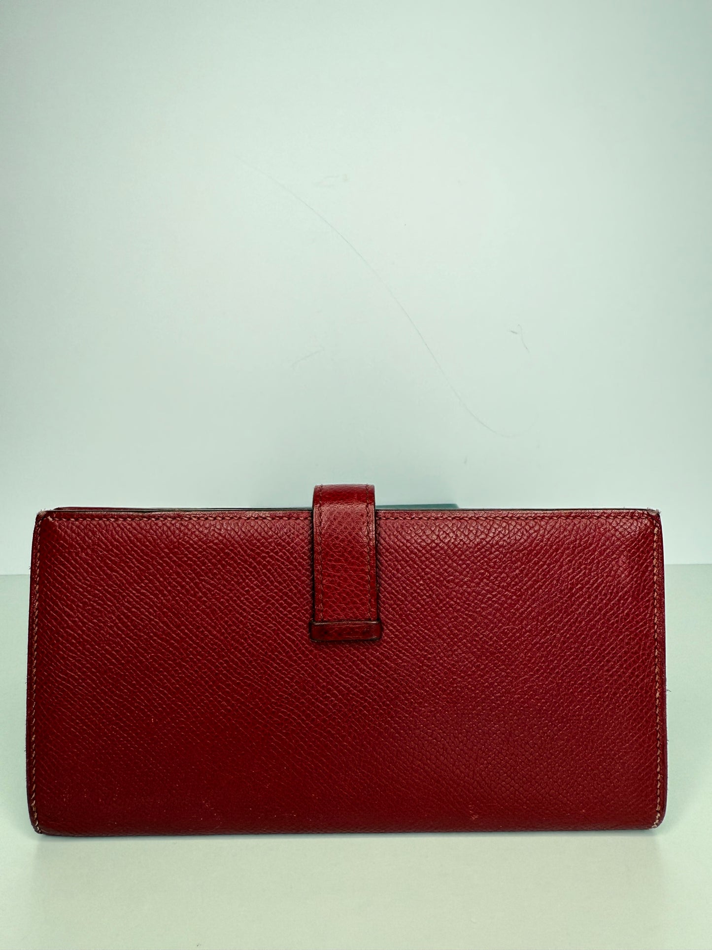 Hermès Epsom Bearn Gusset Wallet Rouge H