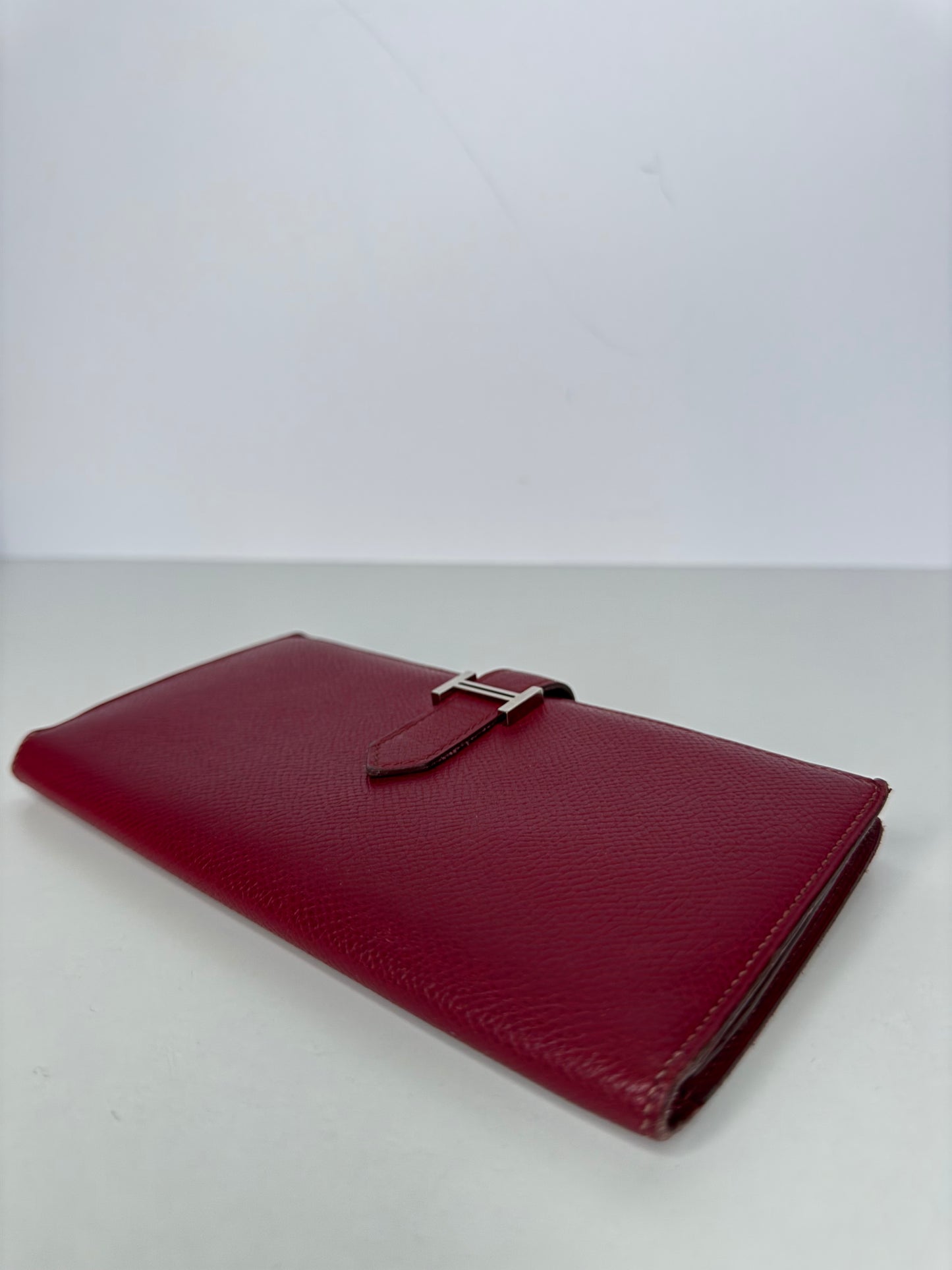 Hermès Epsom Bearn Gusset Wallet Rouge H