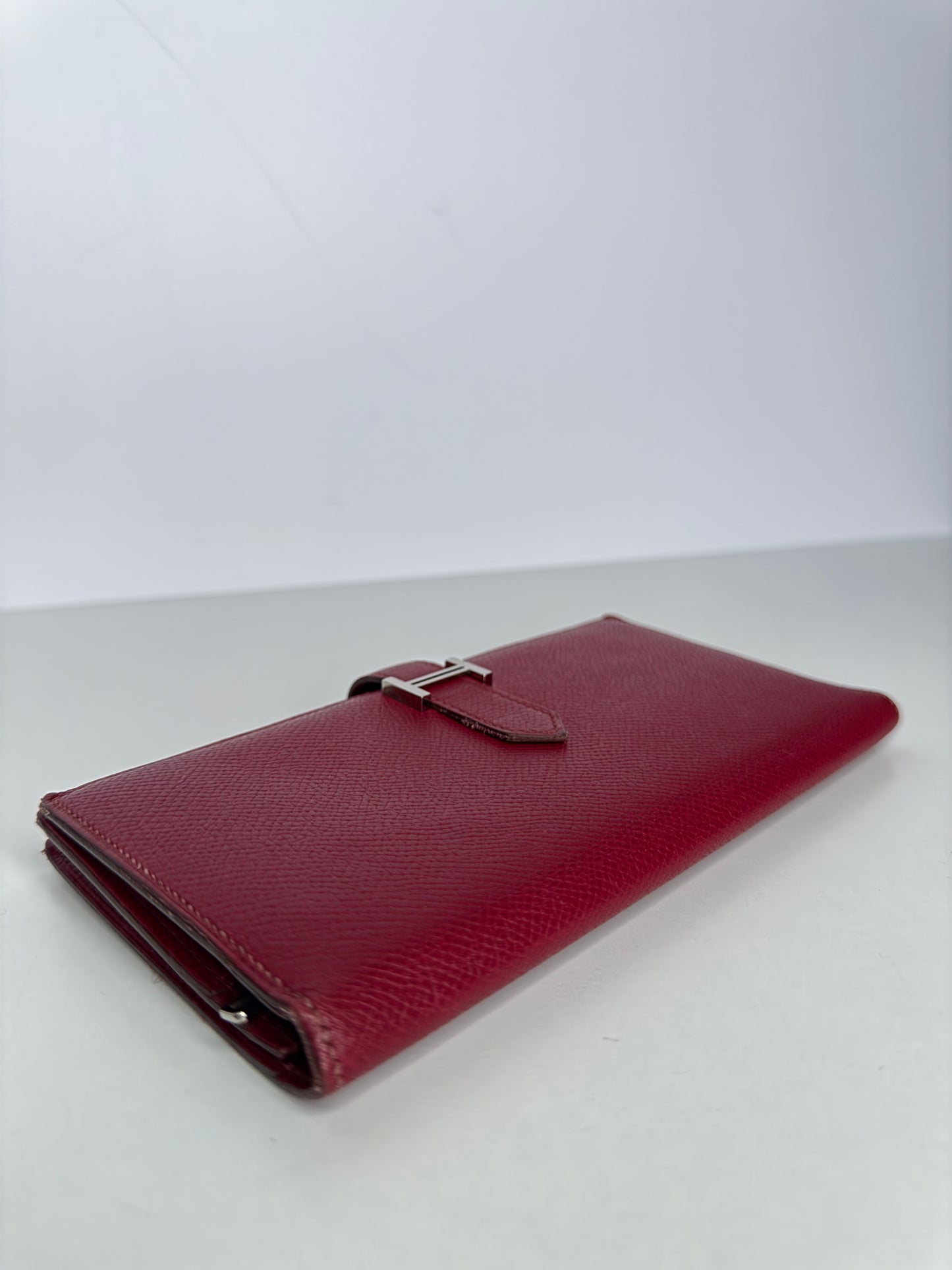 Hermès Epsom Bearn Gusset Wallet Rouge H