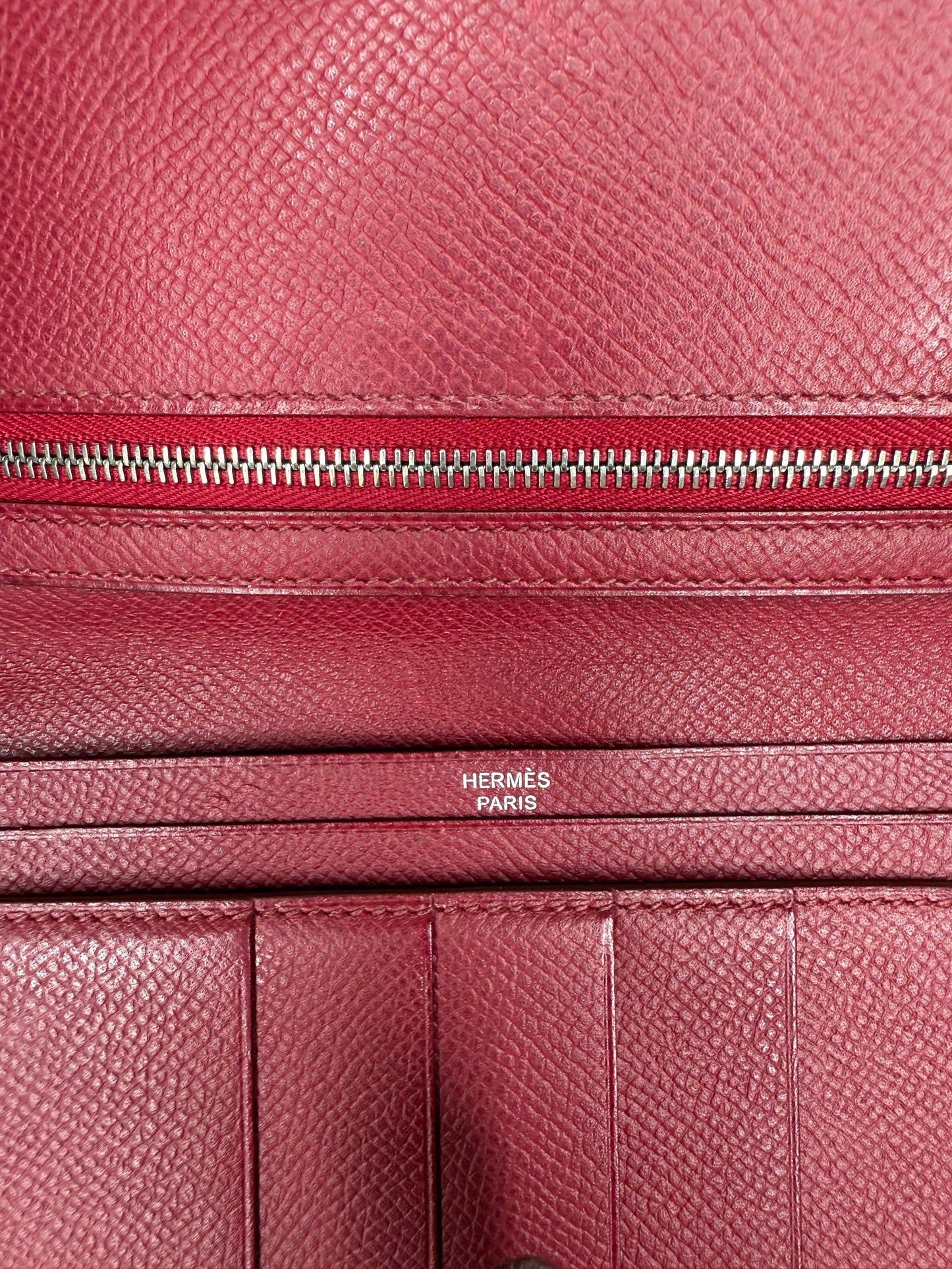 Hermès Epsom Bearn Gusset Wallet Rouge H