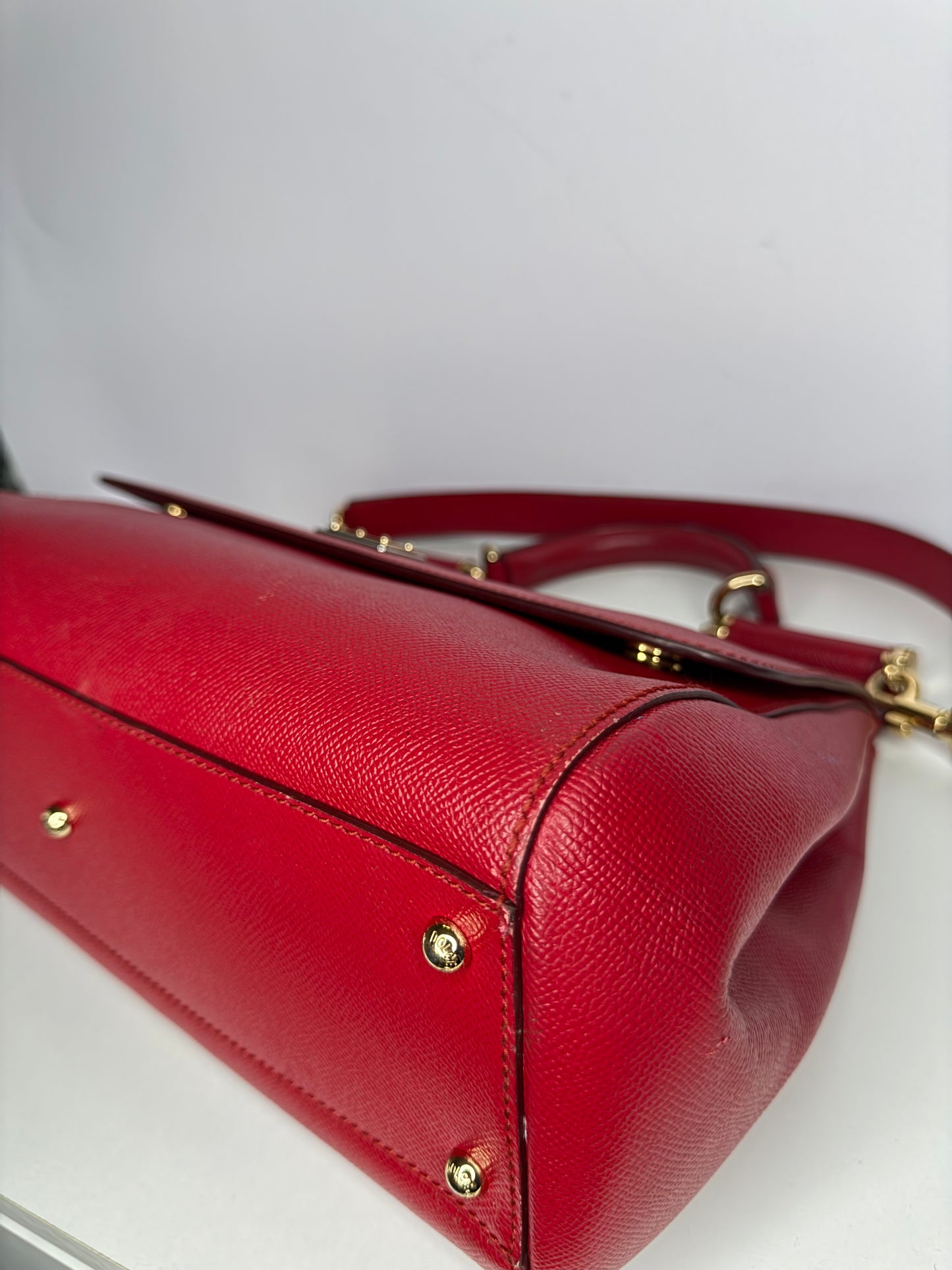 Dolce Gabbana Large Miss Sicily Red Leather Top Handle Bag