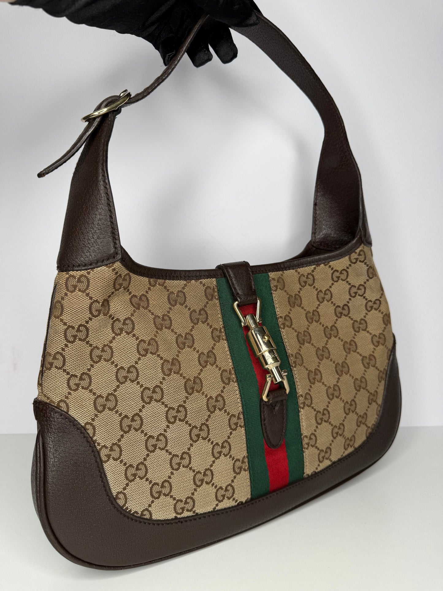 Gucci GG Canvas Jackie O Web Monogram Hobo Bag