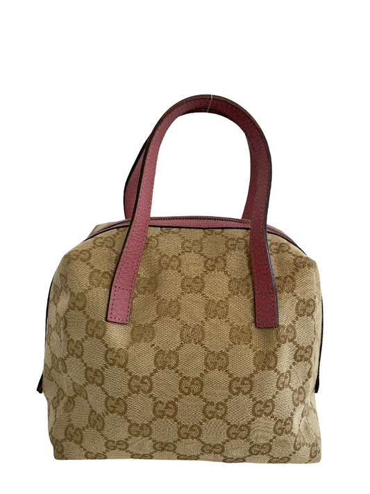 Gucci Beige/Pink GG Canvas and Leather Mini Dome Bag