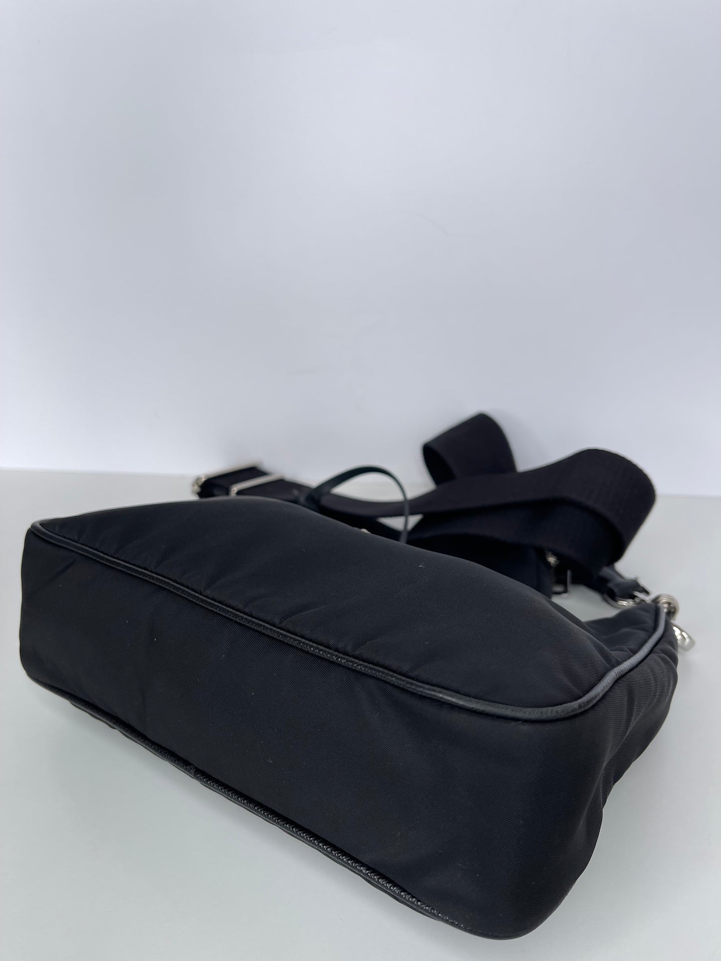 Prada Black Nylon and Saffiano Leather Re-Edition 2005 Multipochette