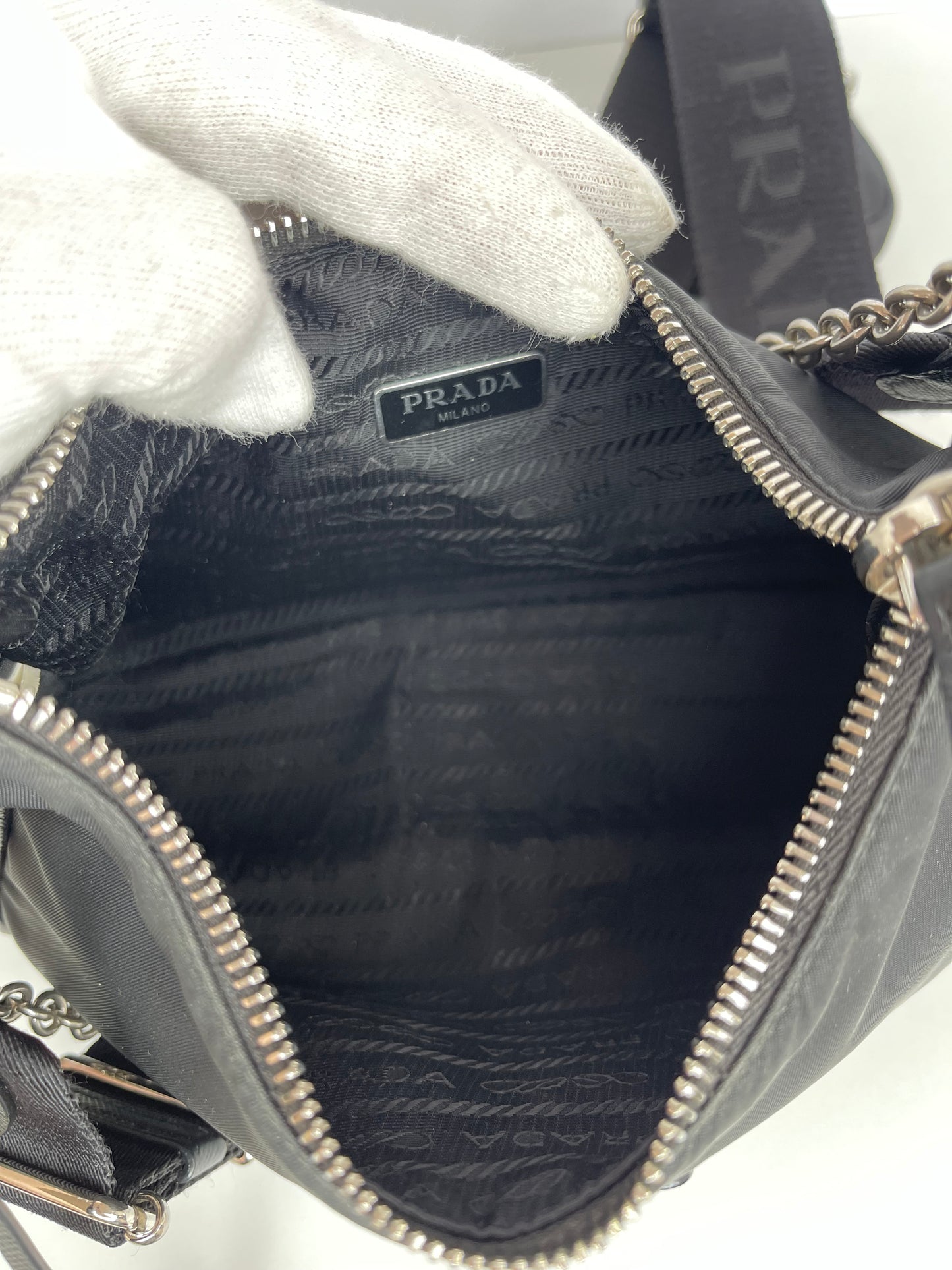 Prada Black Nylon and Saffiano Leather Re-Edition 2005 Multipochette