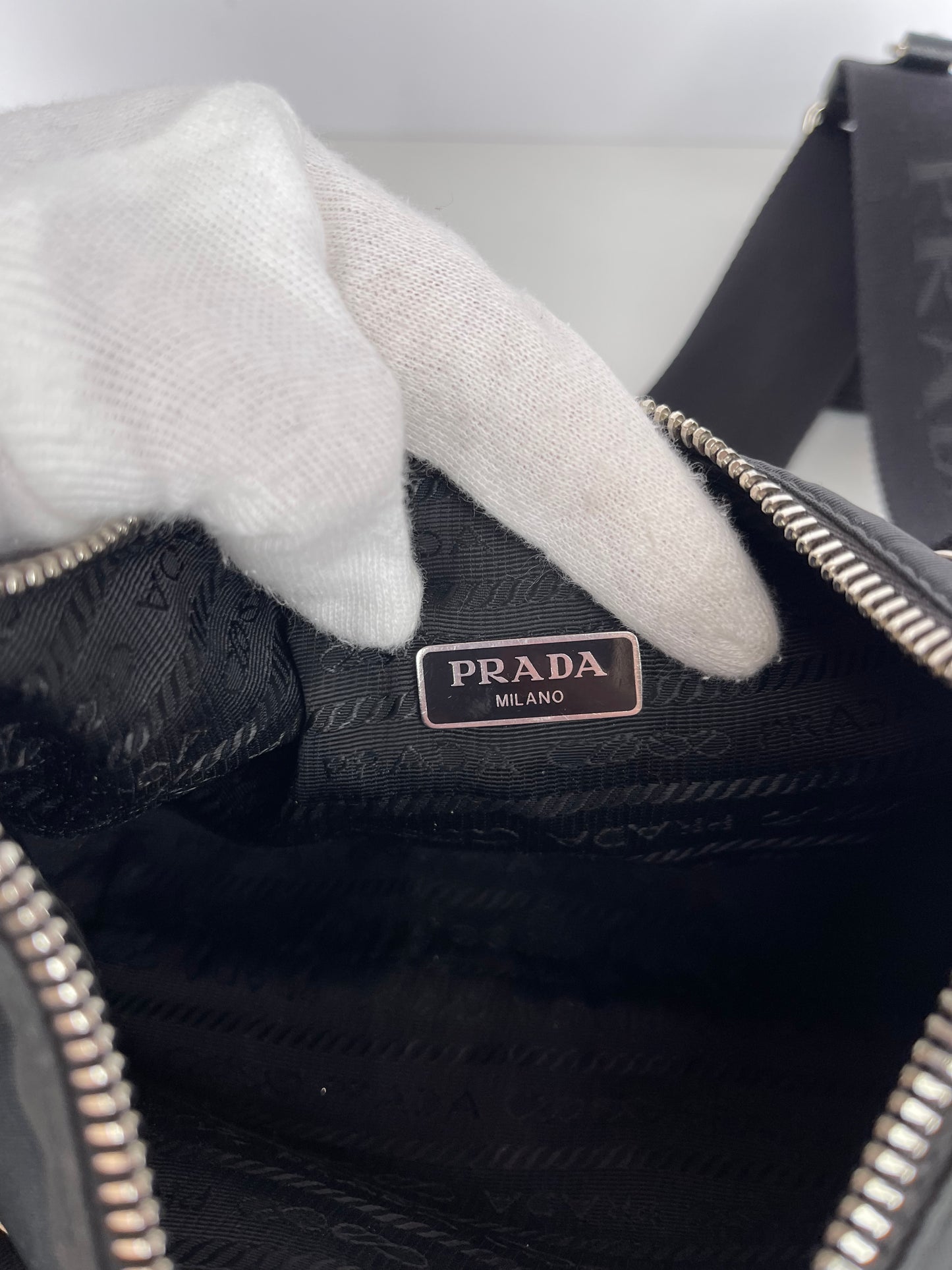 Prada Black Nylon and Saffiano Leather Re-Edition 2005 Multipochette