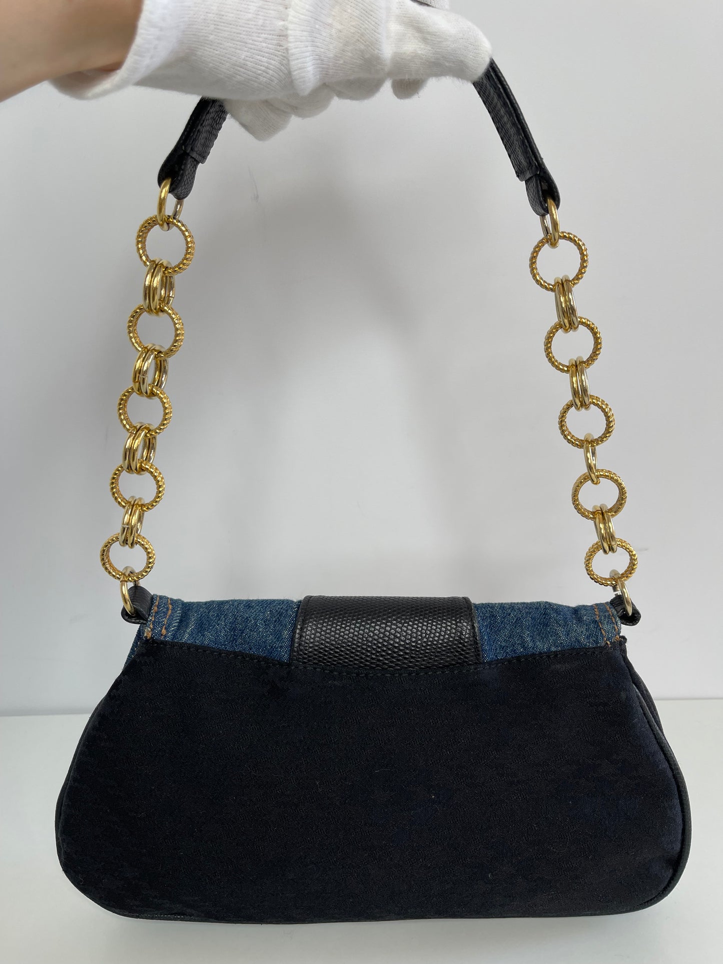 Dolce Gabbana D&G Buckle Denim Canvas Mini Shoulder Bag