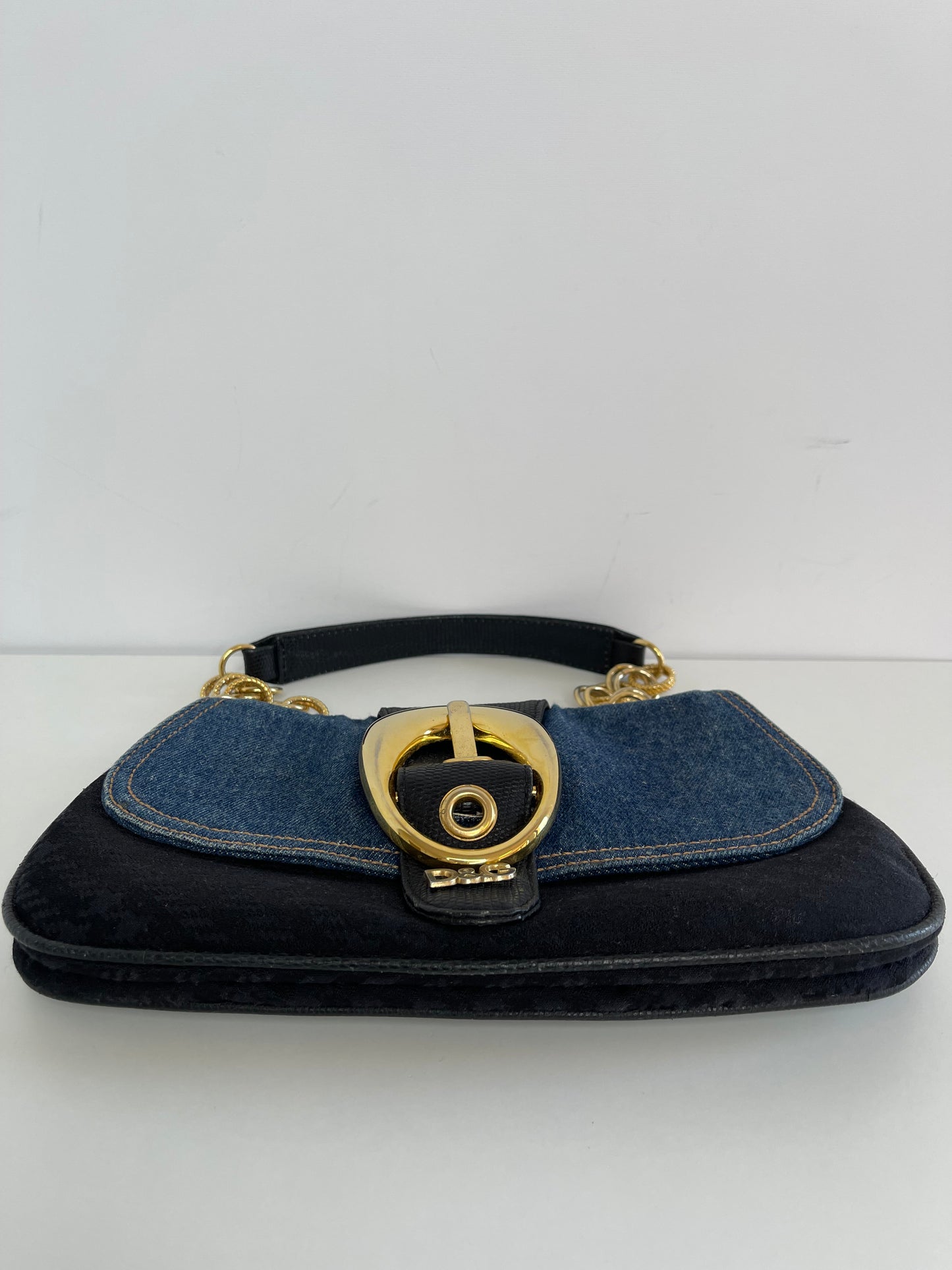 Dolce Gabbana D&G Buckle Denim Canvas Mini Shoulder Bag