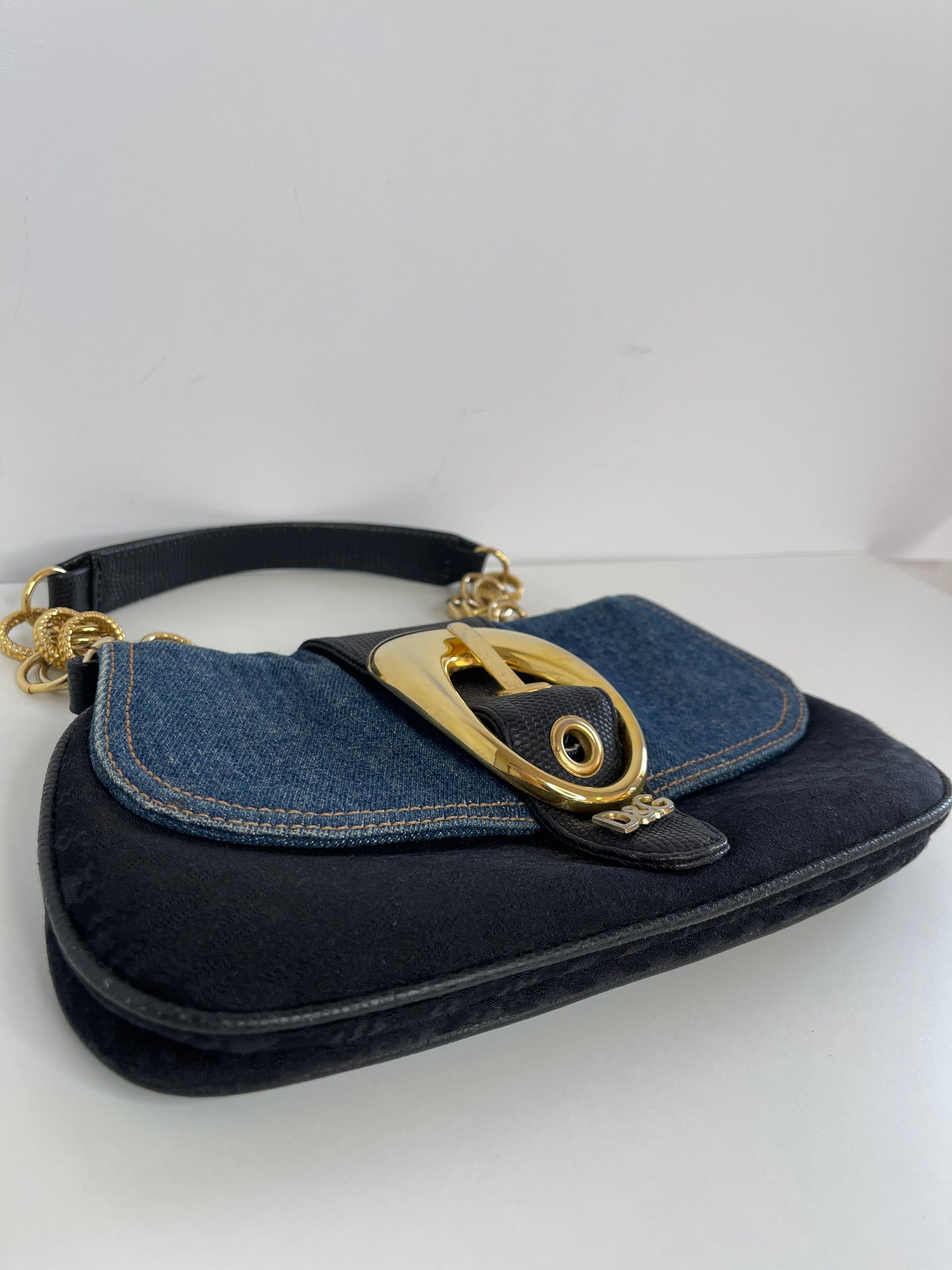 Dolce Gabbana D&G Buckle Denim Canvas Mini Shoulder Bag