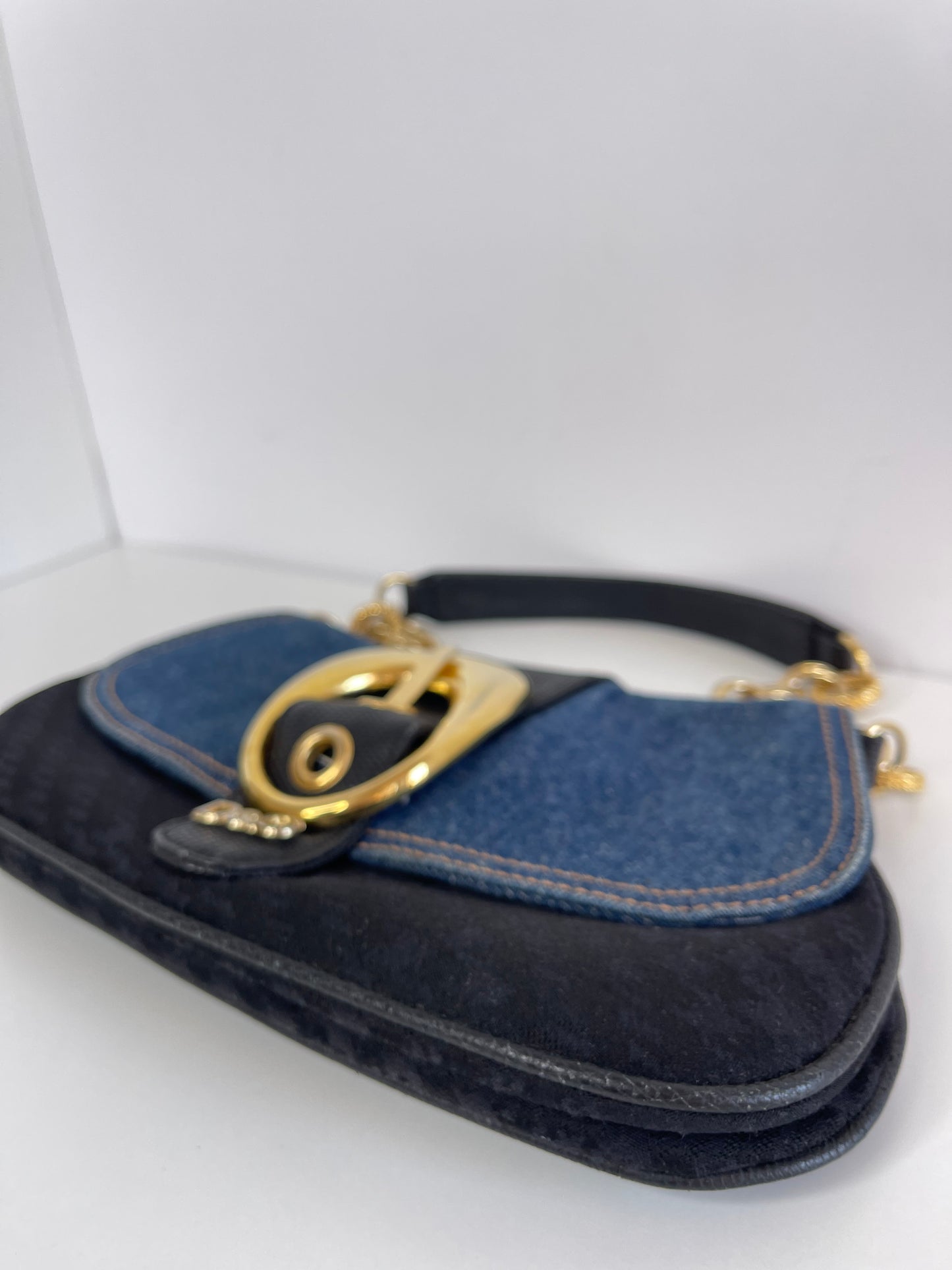 Dolce Gabbana D&G Buckle Denim Canvas Mini Shoulder Bag