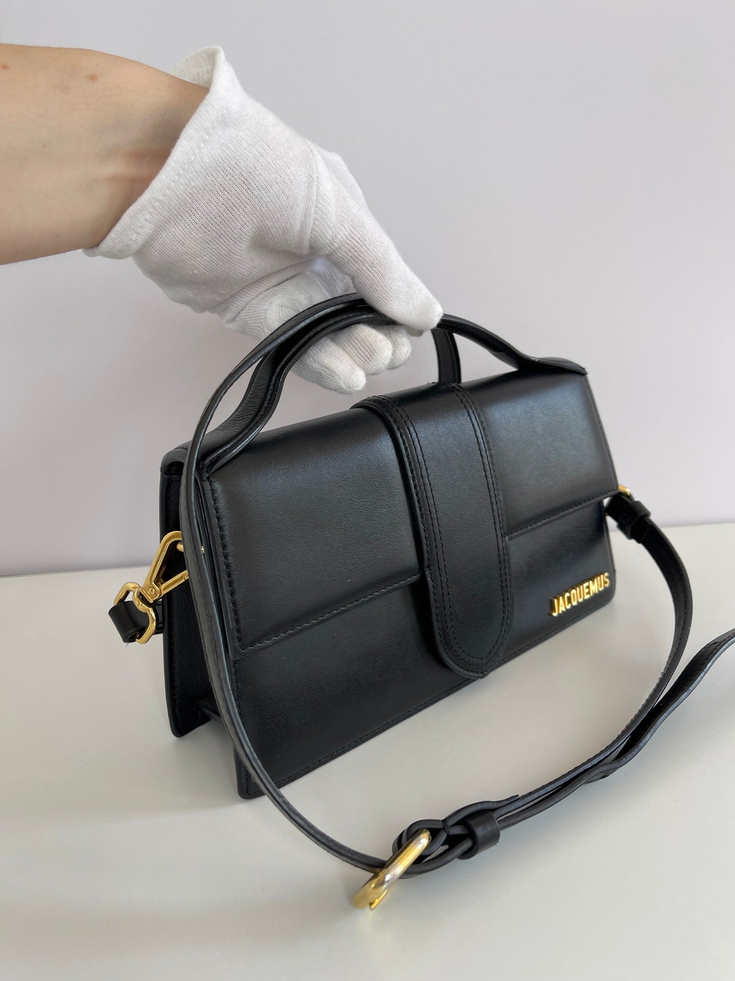 Jacquemus Le Grand Bambino Leather Bag in Black