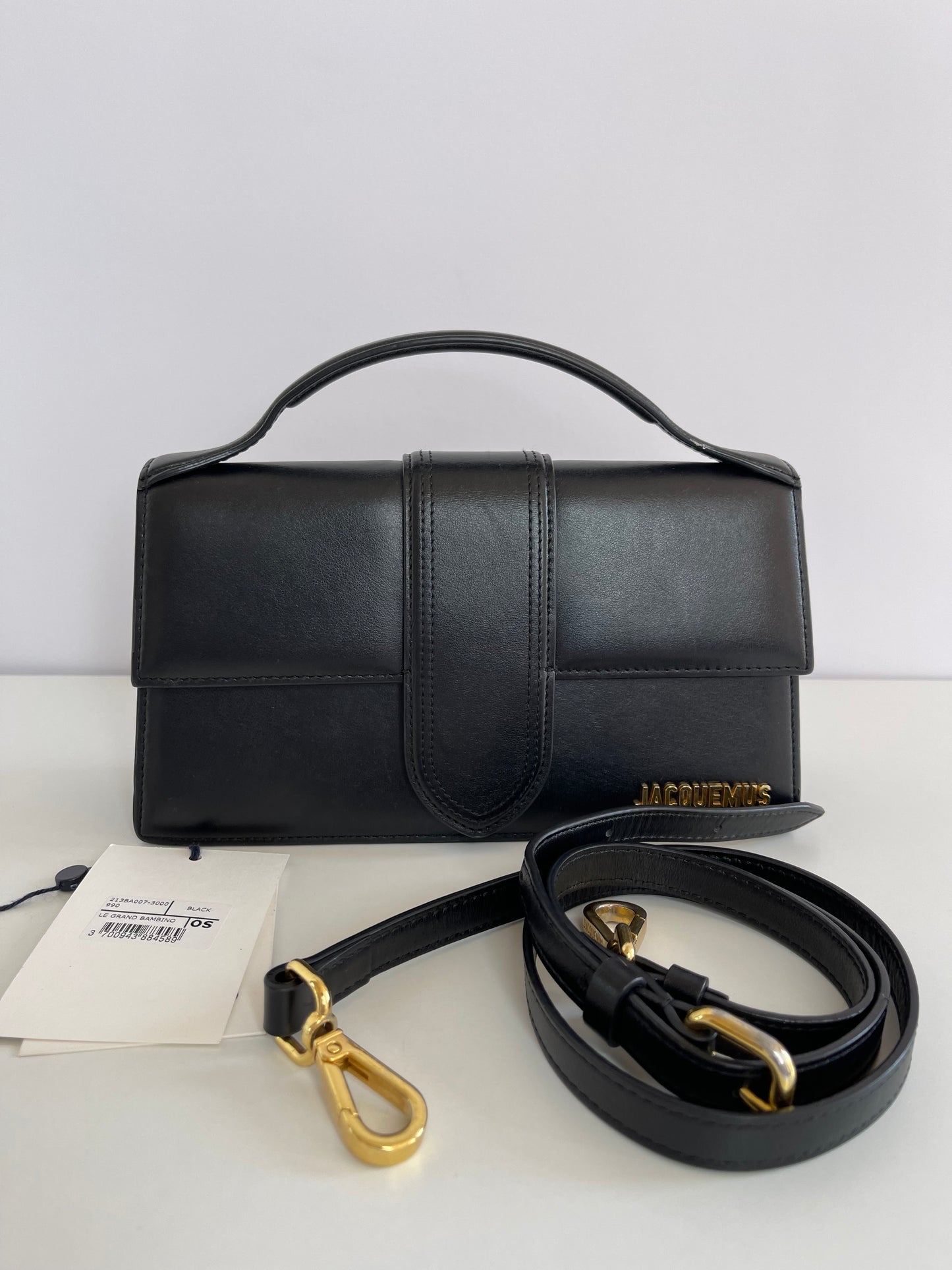 Jacquemus Le Grand Bambino Leather Bag in Black