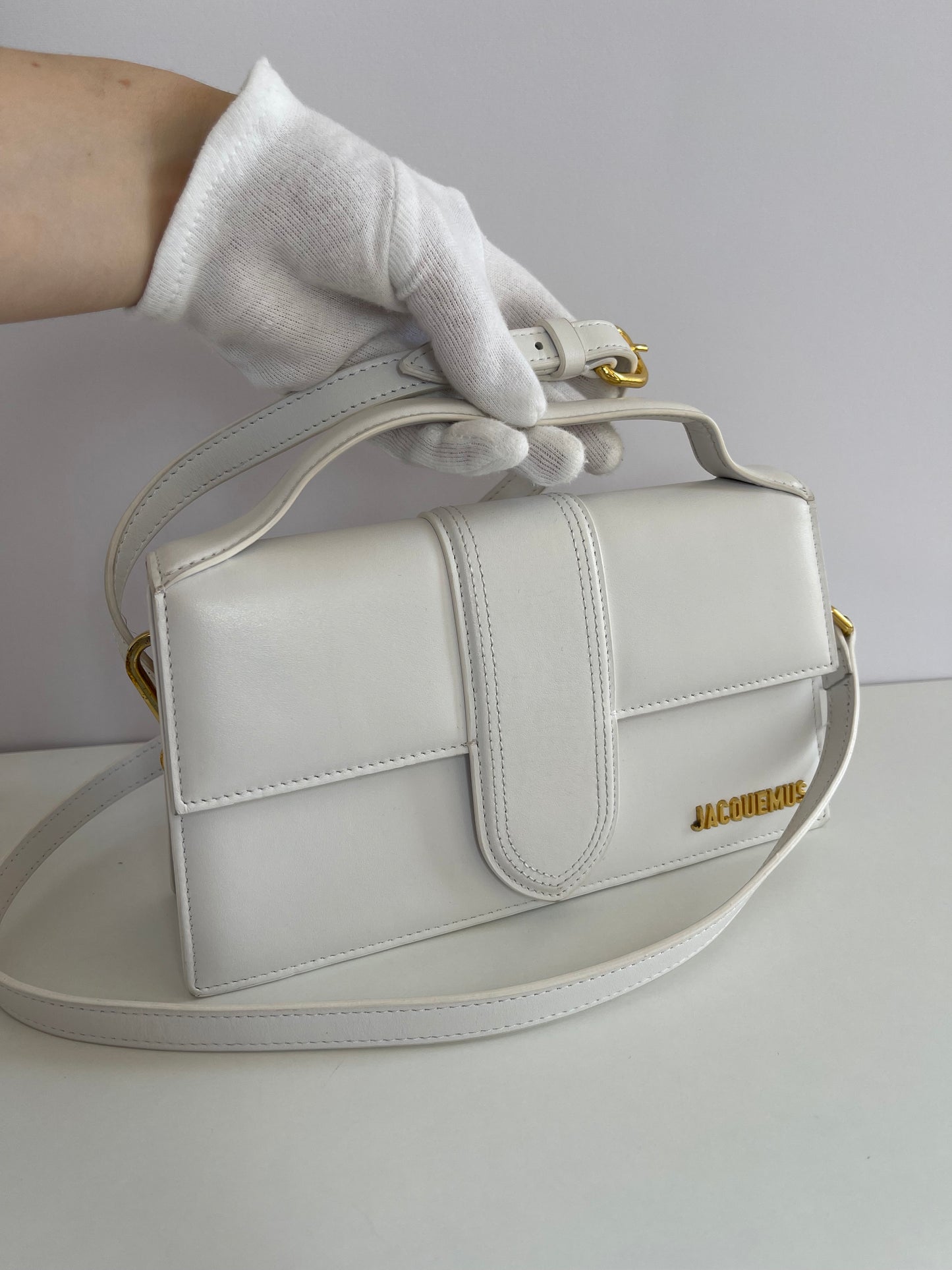 Jacquemus Le Grand Bambino Leather Bag in White