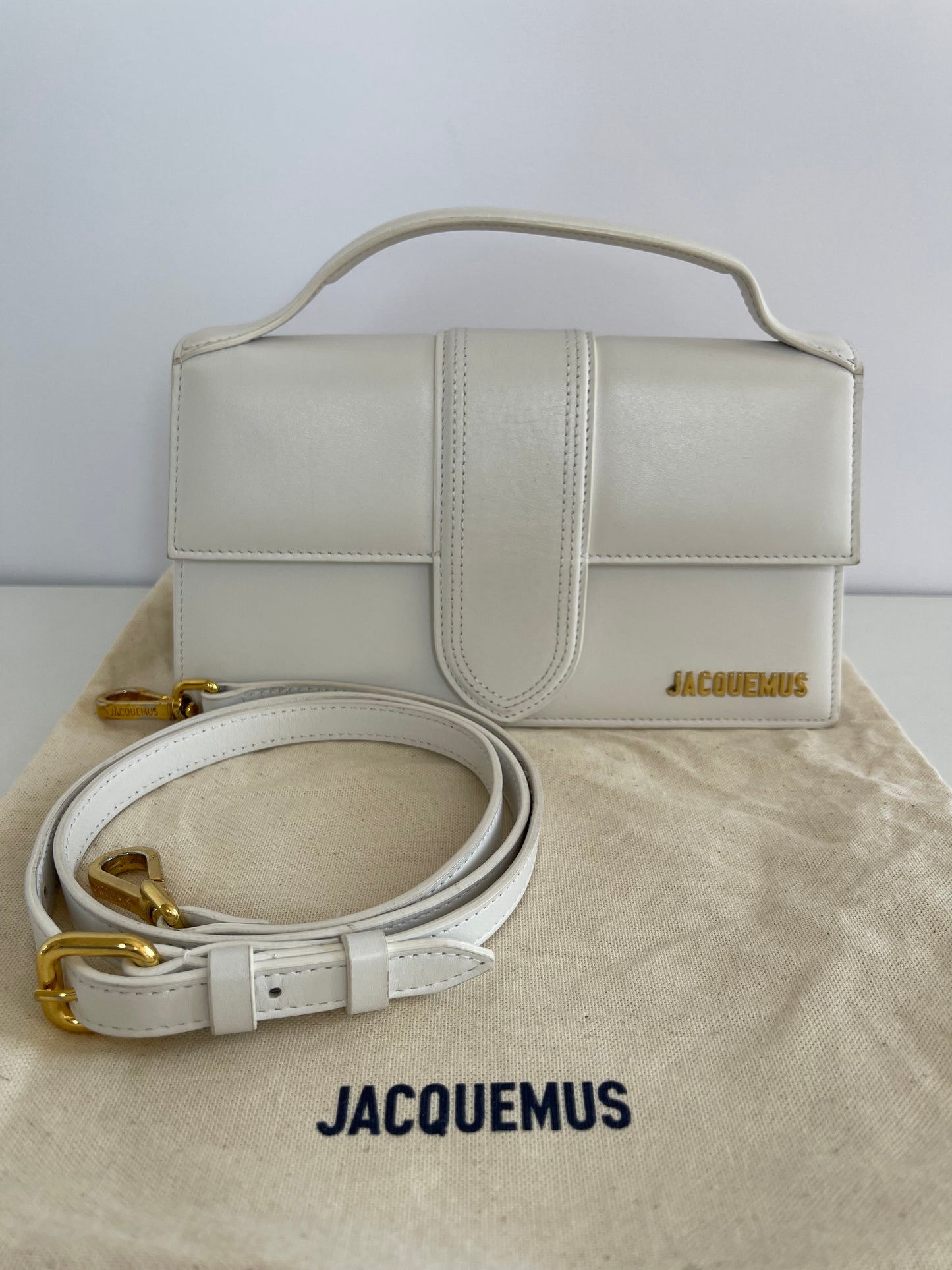 Jacquemus Le Grand Bambino Leather Bag in White