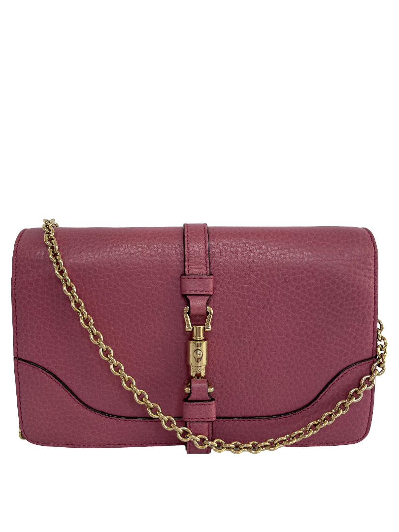 Gucci Pebbled Calfskin Piston Broadway Evening Bag Fresia Rose