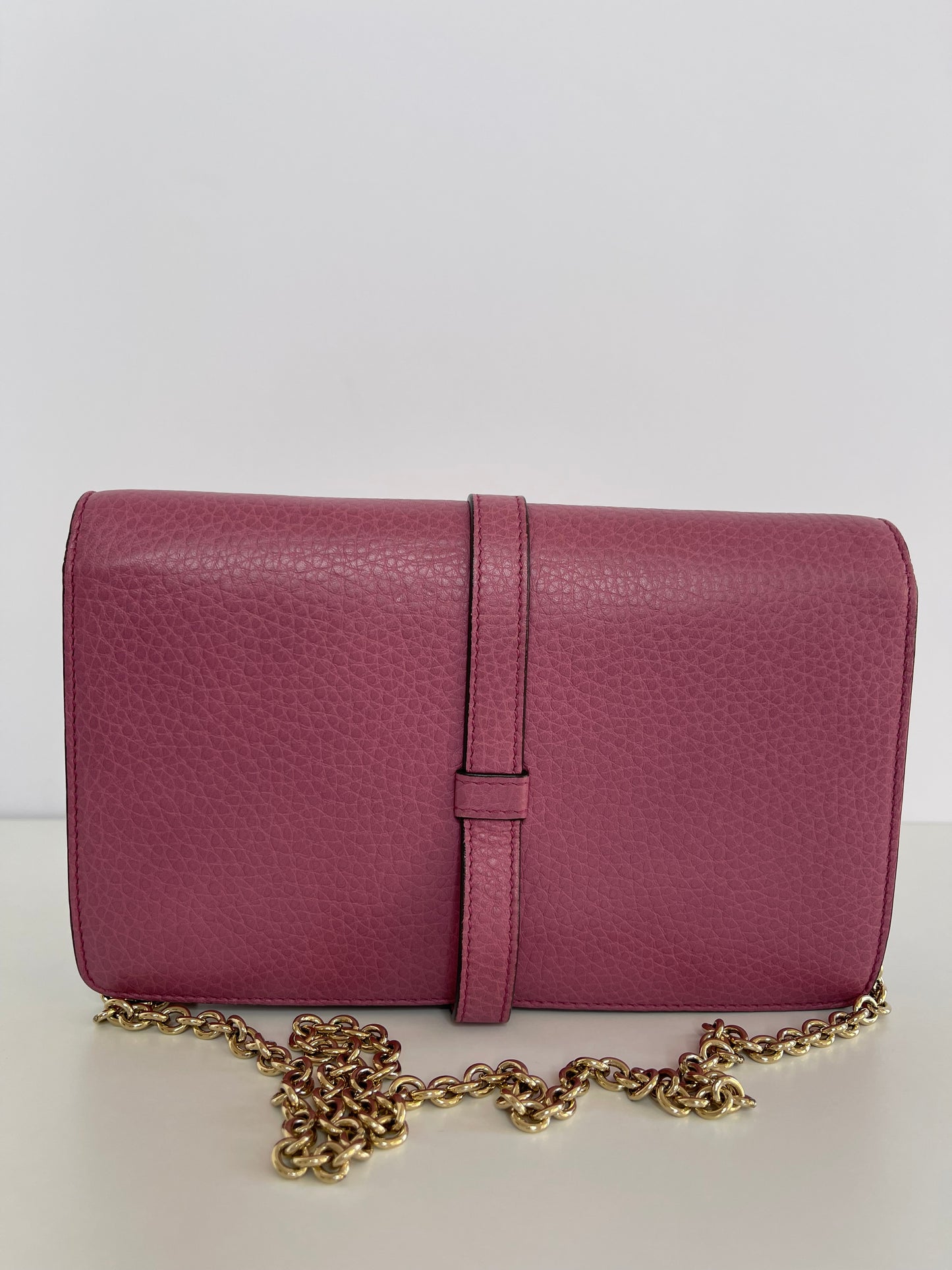 Gucci Pebbled Calfskin Piston Broadway Evening Bag Fresia Rose