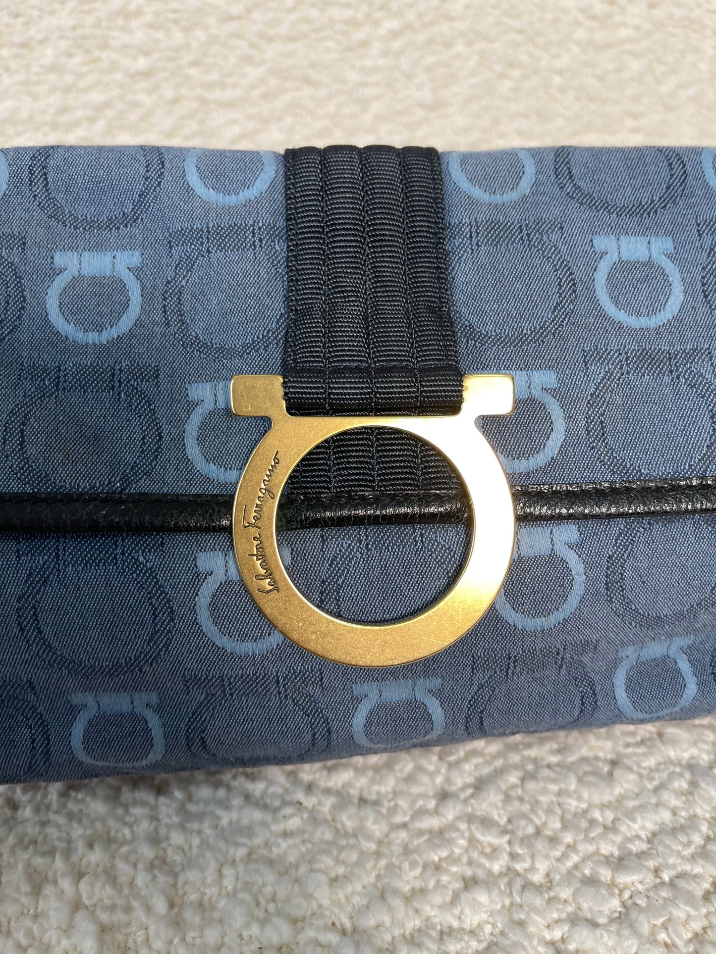 Salvatore Ferragamo Gancini Denim Pochette