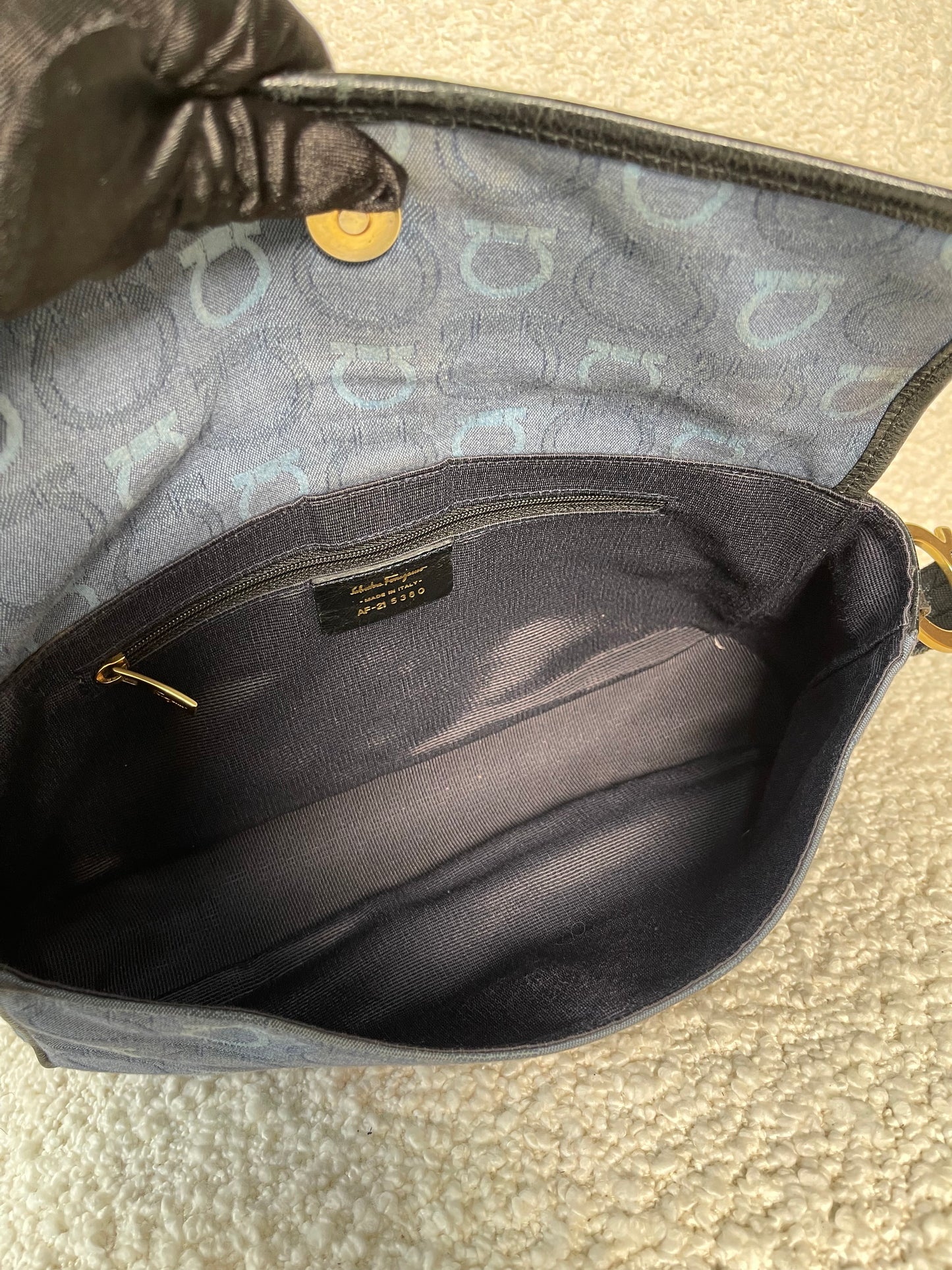 Salvatore Ferragamo Gancini Denim Pochette