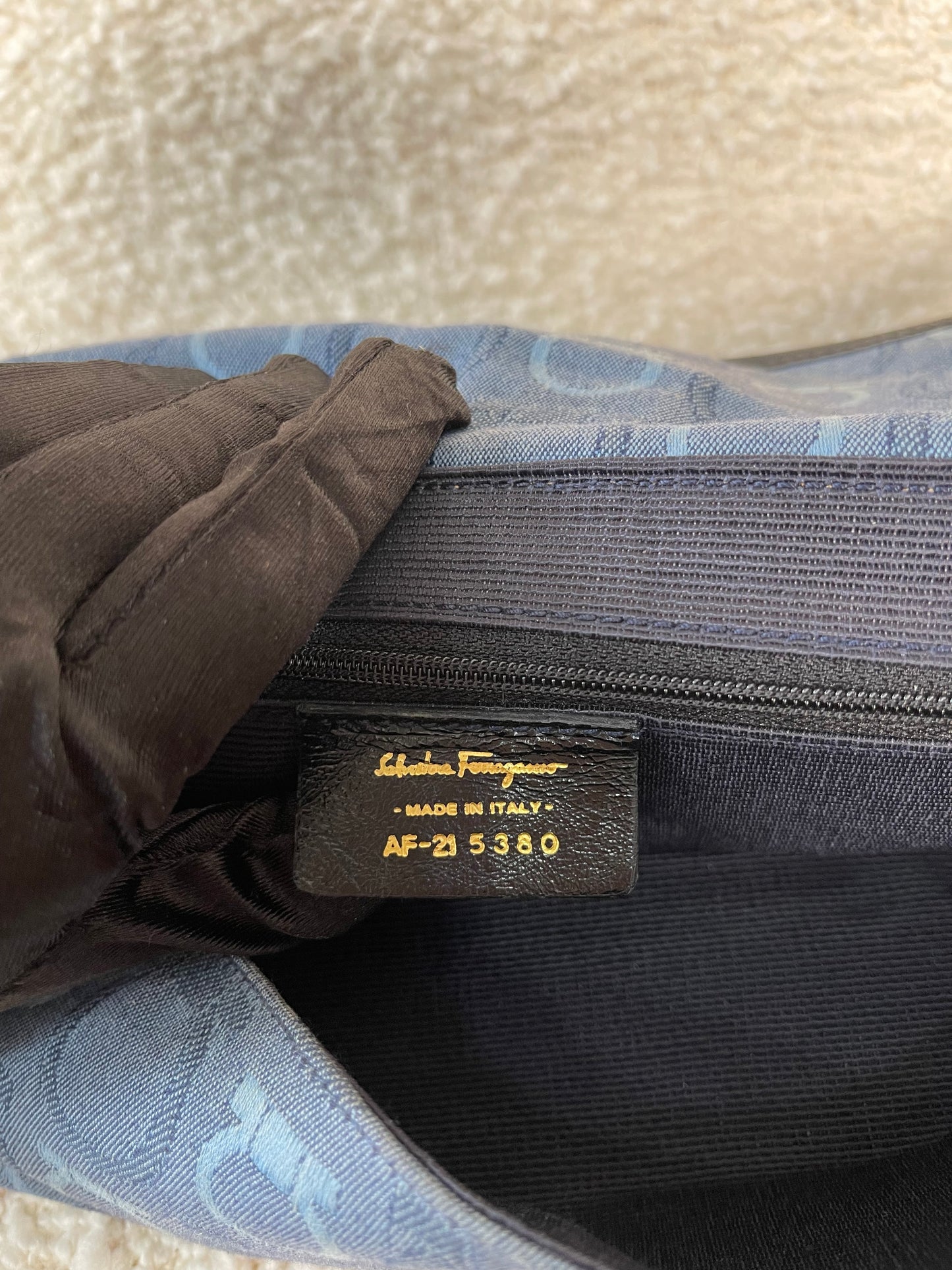 Salvatore Ferragamo Gancini Denim Pochette