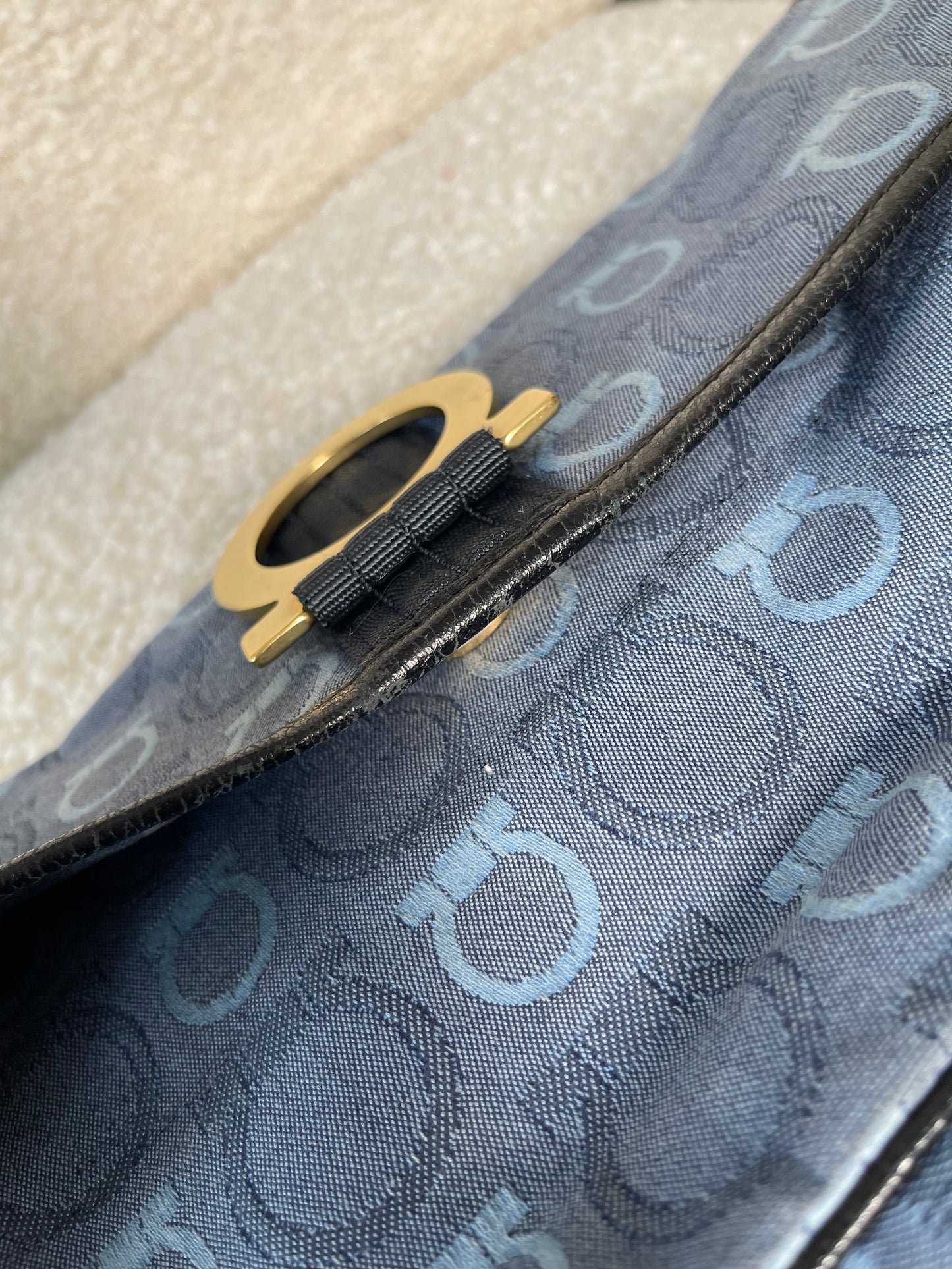 Salvatore Ferragamo Gancini Denim Pochette