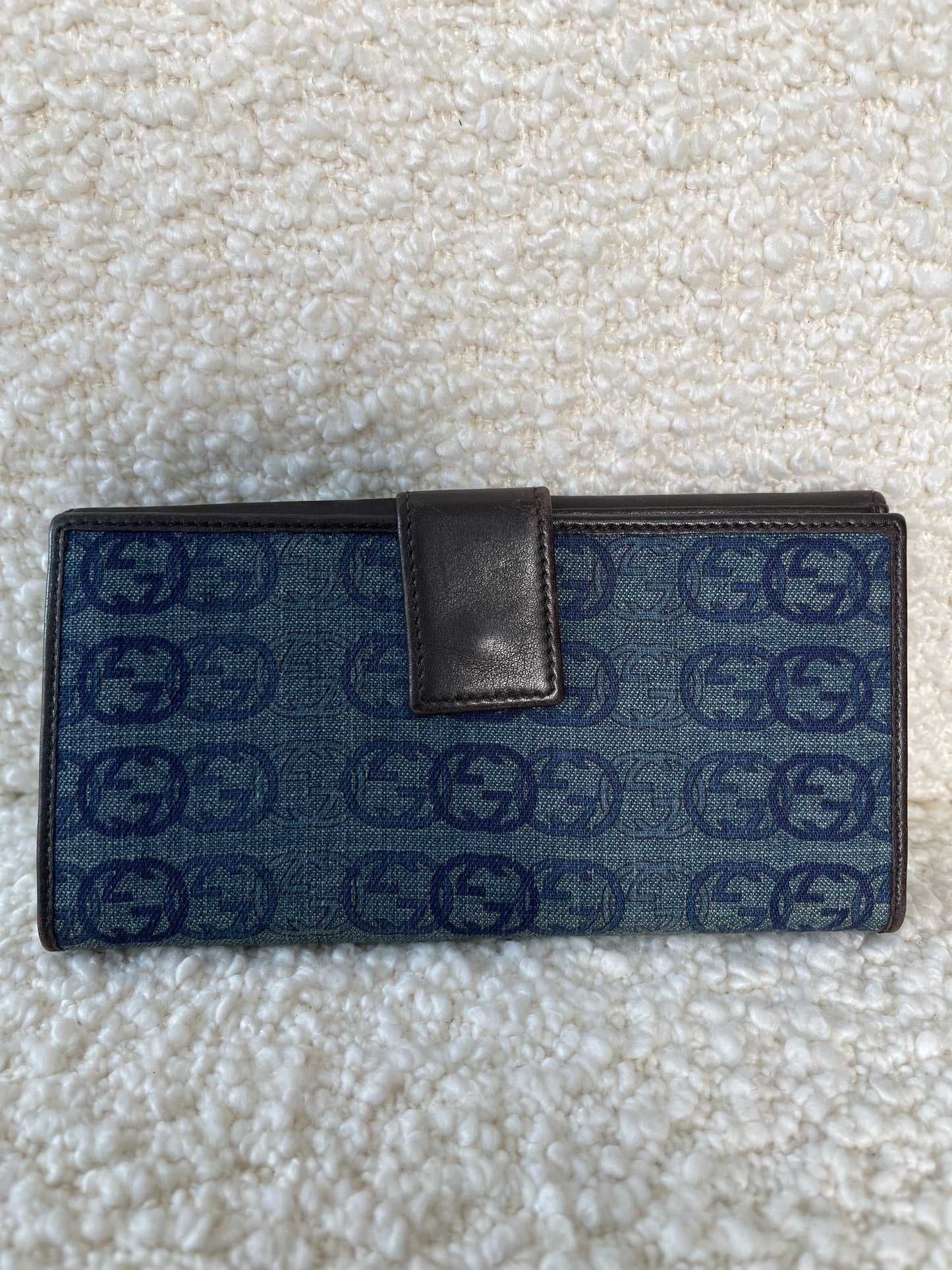 Gucci Bifold Long Wallet GG Denim Canvas