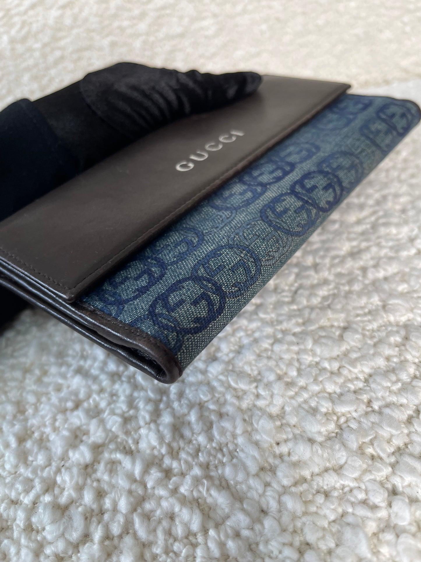 Gucci Bifold Long Wallet GG Denim Canvas