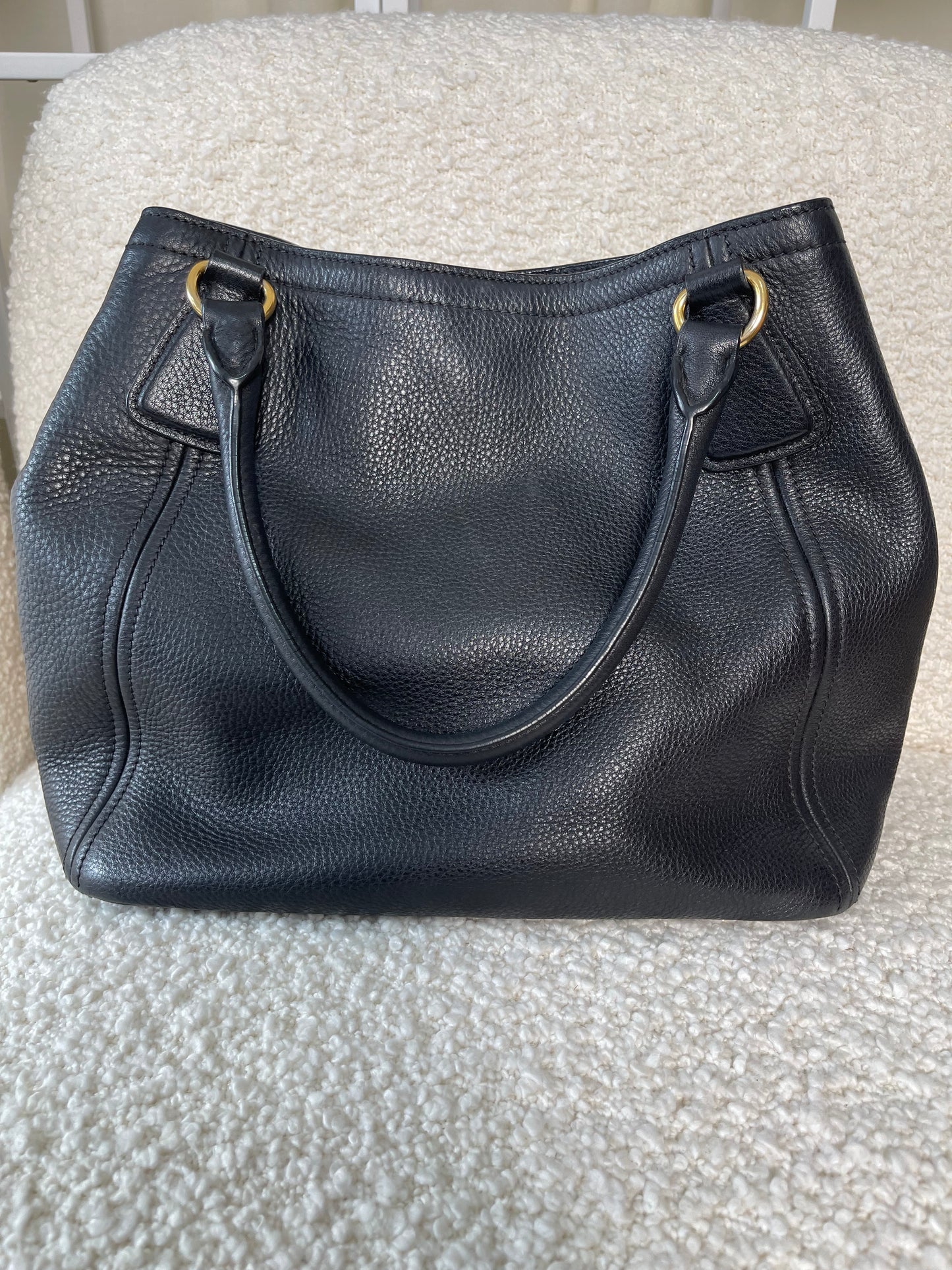 Prada Black Leather Vitello Daino Tote