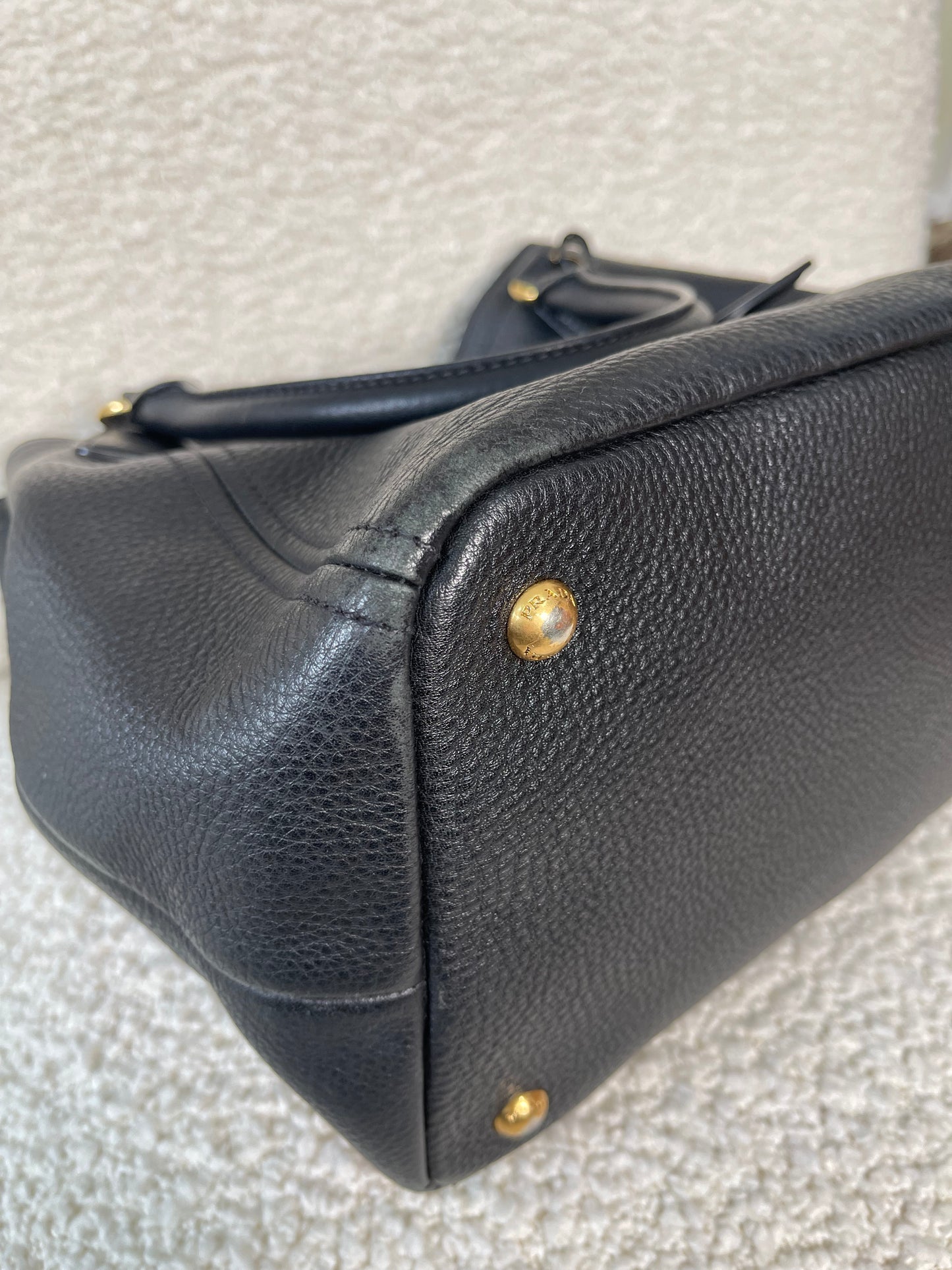 Prada Black Leather Vitello Daino Tote