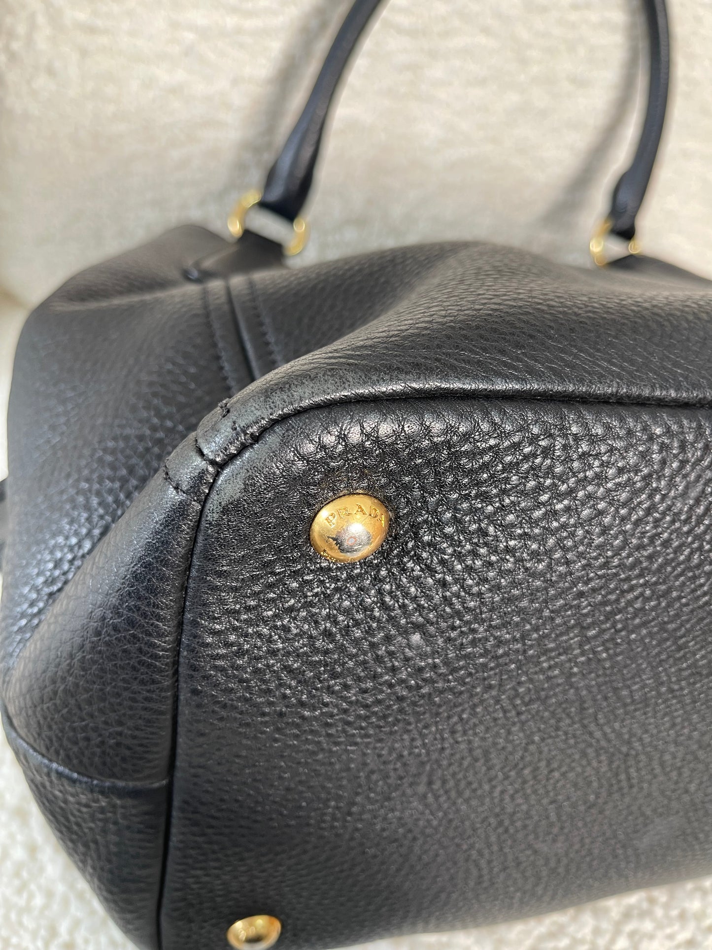 Prada Black Leather Vitello Daino Tote