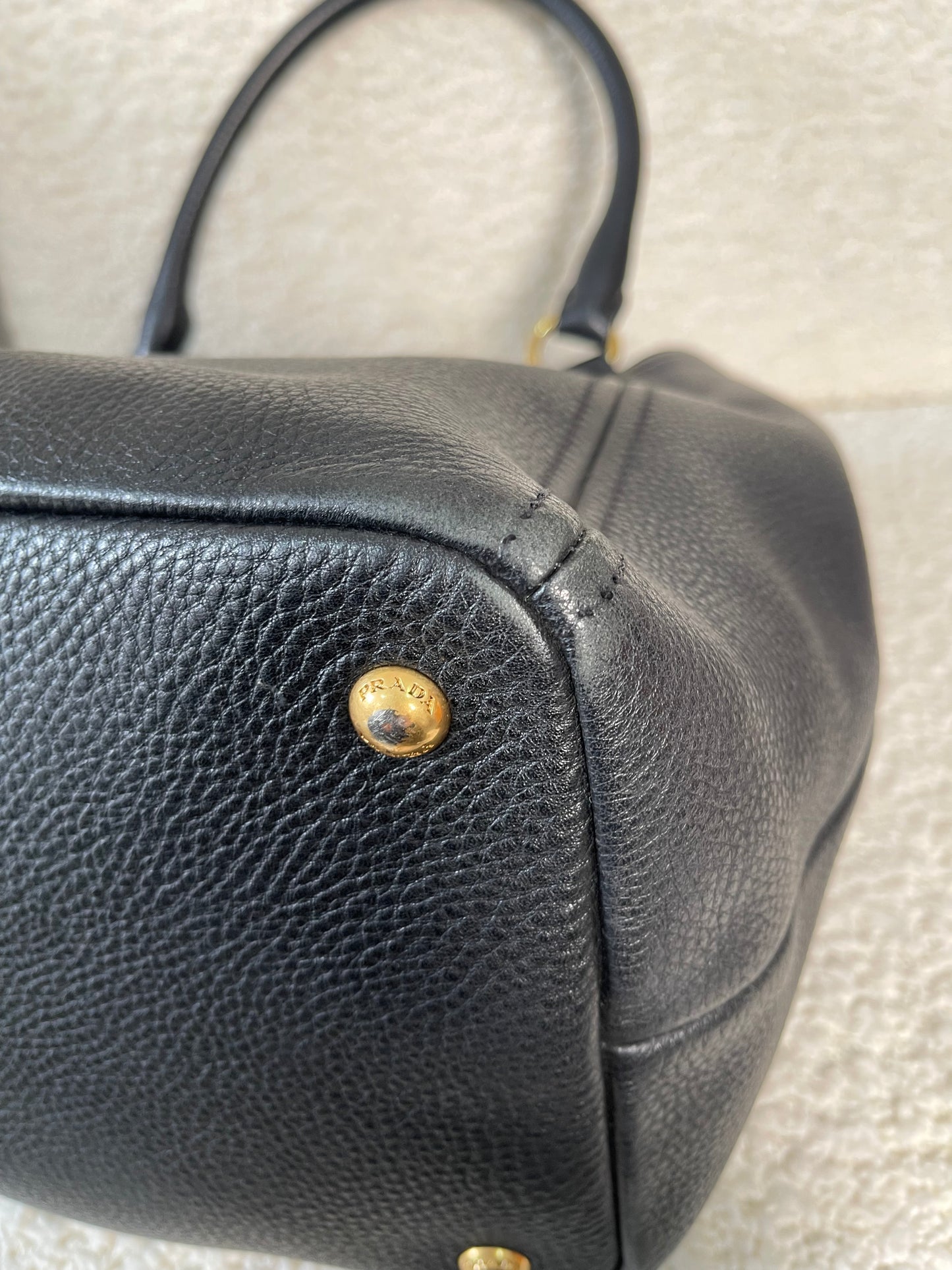 Prada Black Leather Vitello Daino Tote