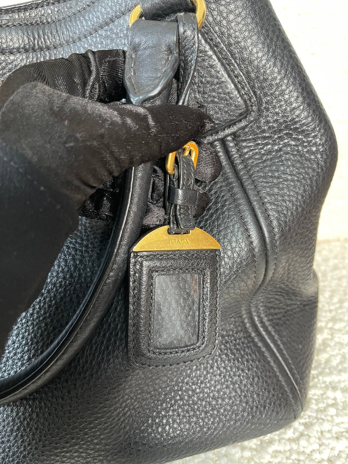 Prada Black Leather Vitello Daino Tote