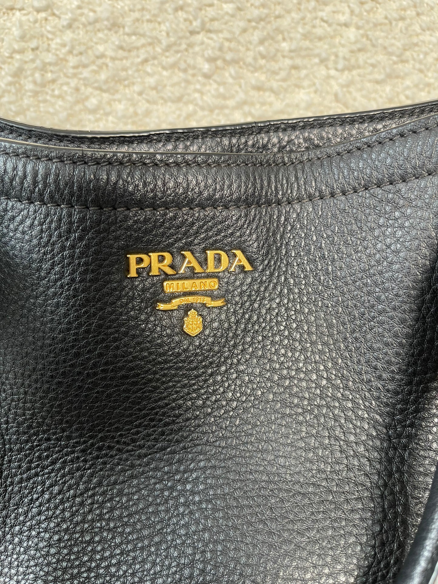 Prada Black Leather Vitello Daino Tote