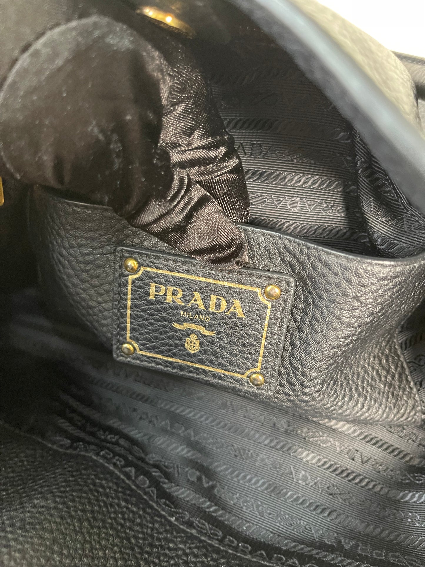 Prada Black Leather Vitello Daino Tote