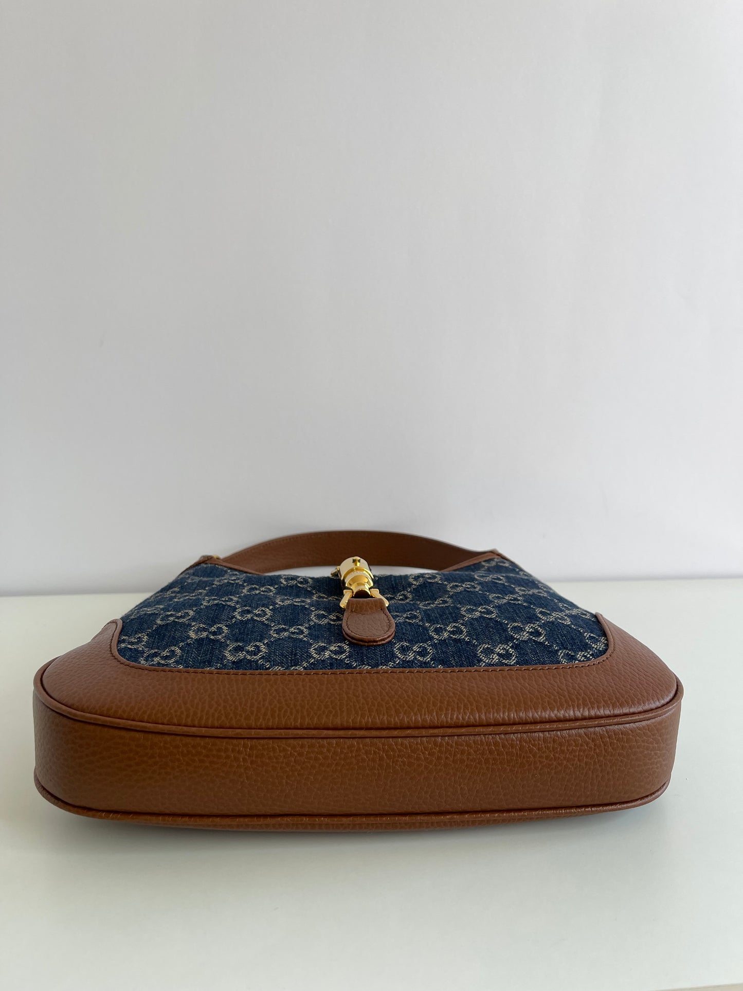 Gucci Jackie 1961 Small Shoulder Bag GG Denim Blue/Ivory